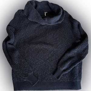 Free People long tunic length loose weave cowl neck sweater S oversized black